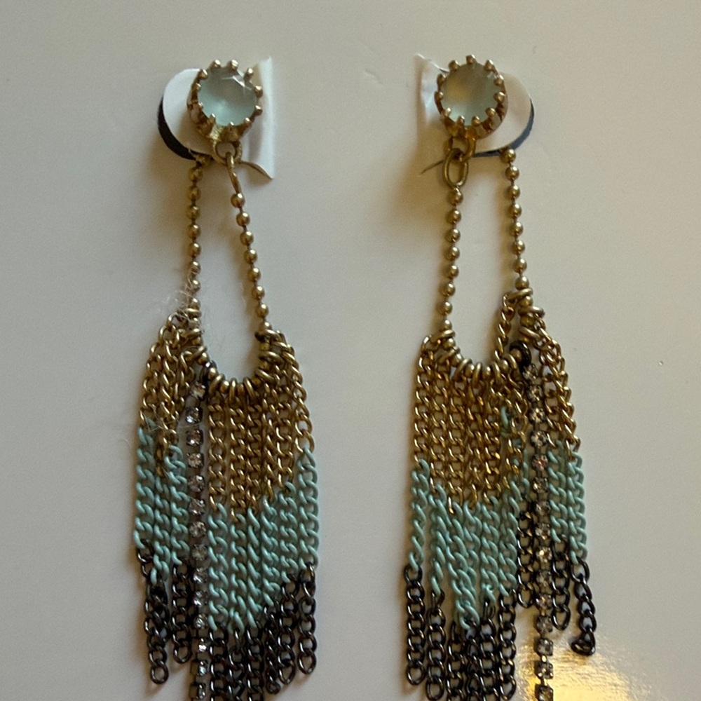 Elegant Gold and Black Chain Fringe Earrings
